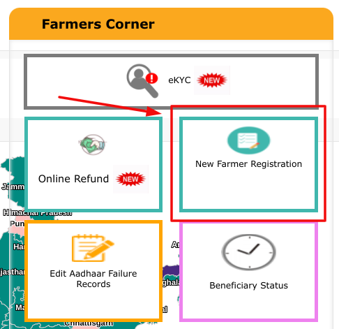 Pradhan Mantri Kisaan samman Nidhi Yojna - farmers Corner New Farmer Registration