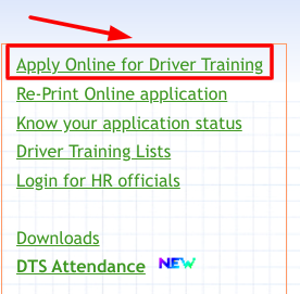 Haryana Roadways Heavy License Online -online application for driving test option on home page