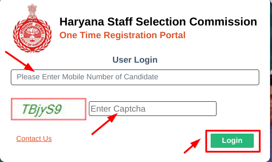 haryana kaushal rozgar nigam - choosing cet status from koushal portal - entering mobile number & captch code