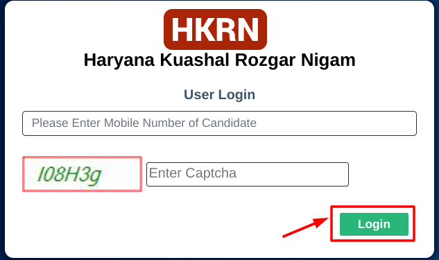 haryana kaushal rozgar nigam - entering user id & mobile no.