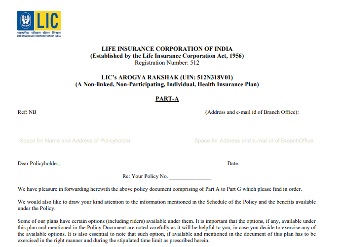 LIC Arogya Rakshak Plan No. 906 एलआईसी आरोग्य रक्षक