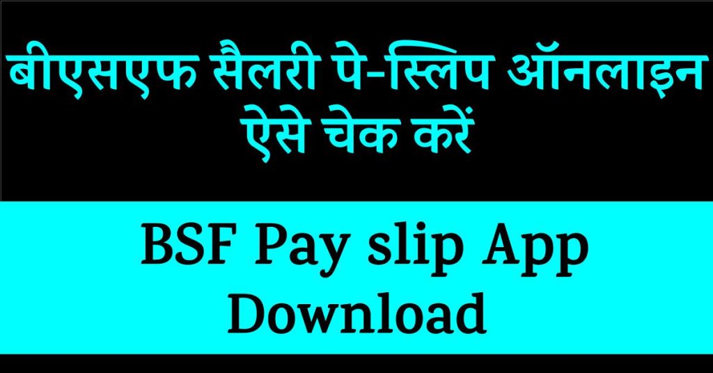 BSF Pay Slip Online
