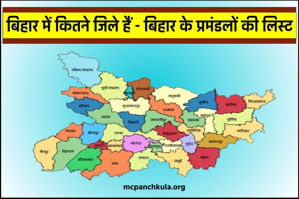 बिहार में कितने जिले हैं - बिहार के प्रमंडलों की लिस्ट | Bihar me kitne district hai? 