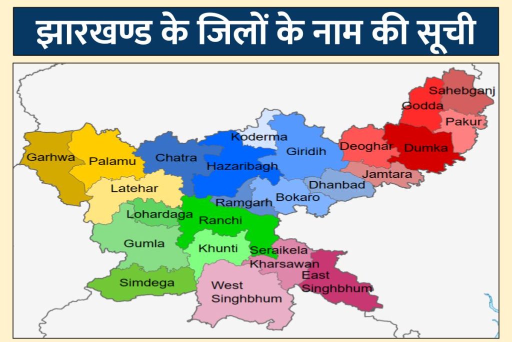 झारखण्ड के जिलों के नाम की सूची - Jharkhand District List 