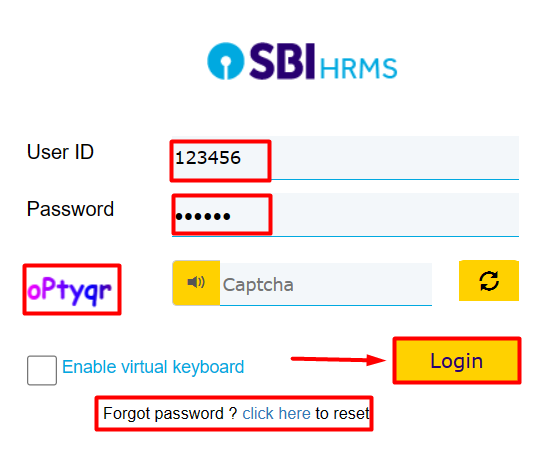 how to login on SBI HRMS portal